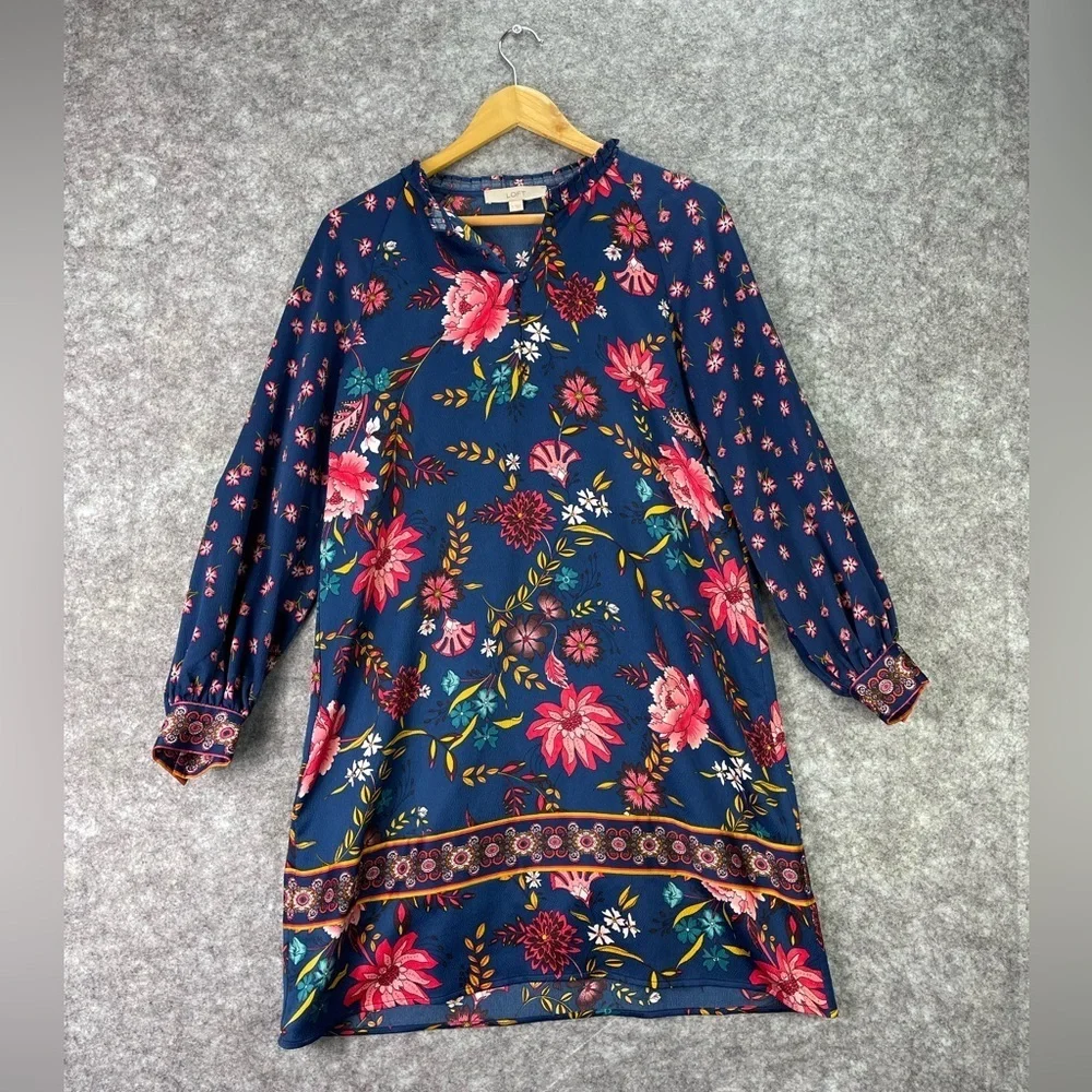 Ann Taylor LOFT Women’s Dress Size Small Wildflower Satin Shift Dress Colorful - Picture 1 of 12